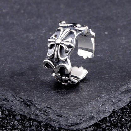 Chrome Hearts s925 sterling silver Crusader flower open ring