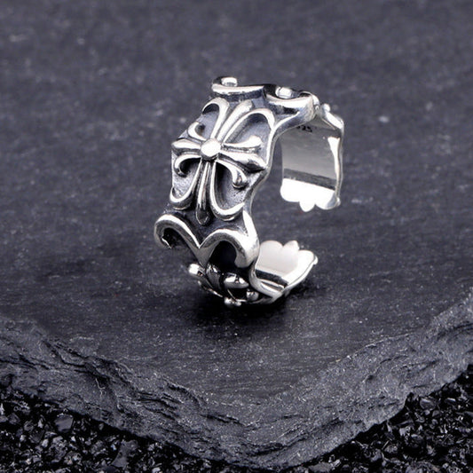 Chrome Hearts s925 sterling silver Crusader flower open ring