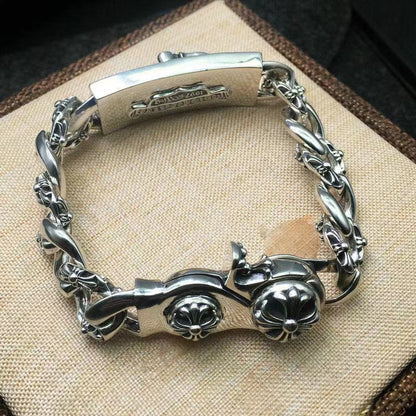 Chrome Hearts 925 Sterling silver Thick Domineering Cross Bracelet