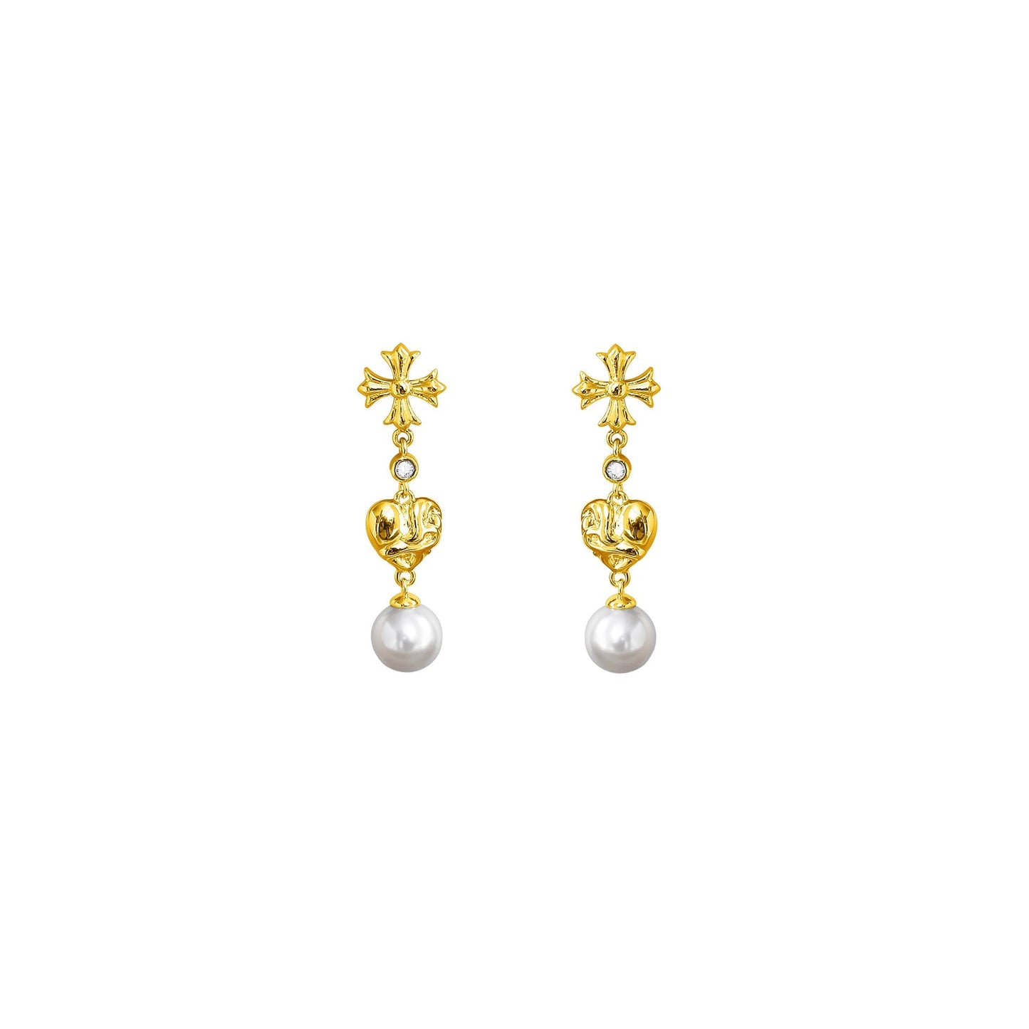 Chrome Hearts cross pearl earrings