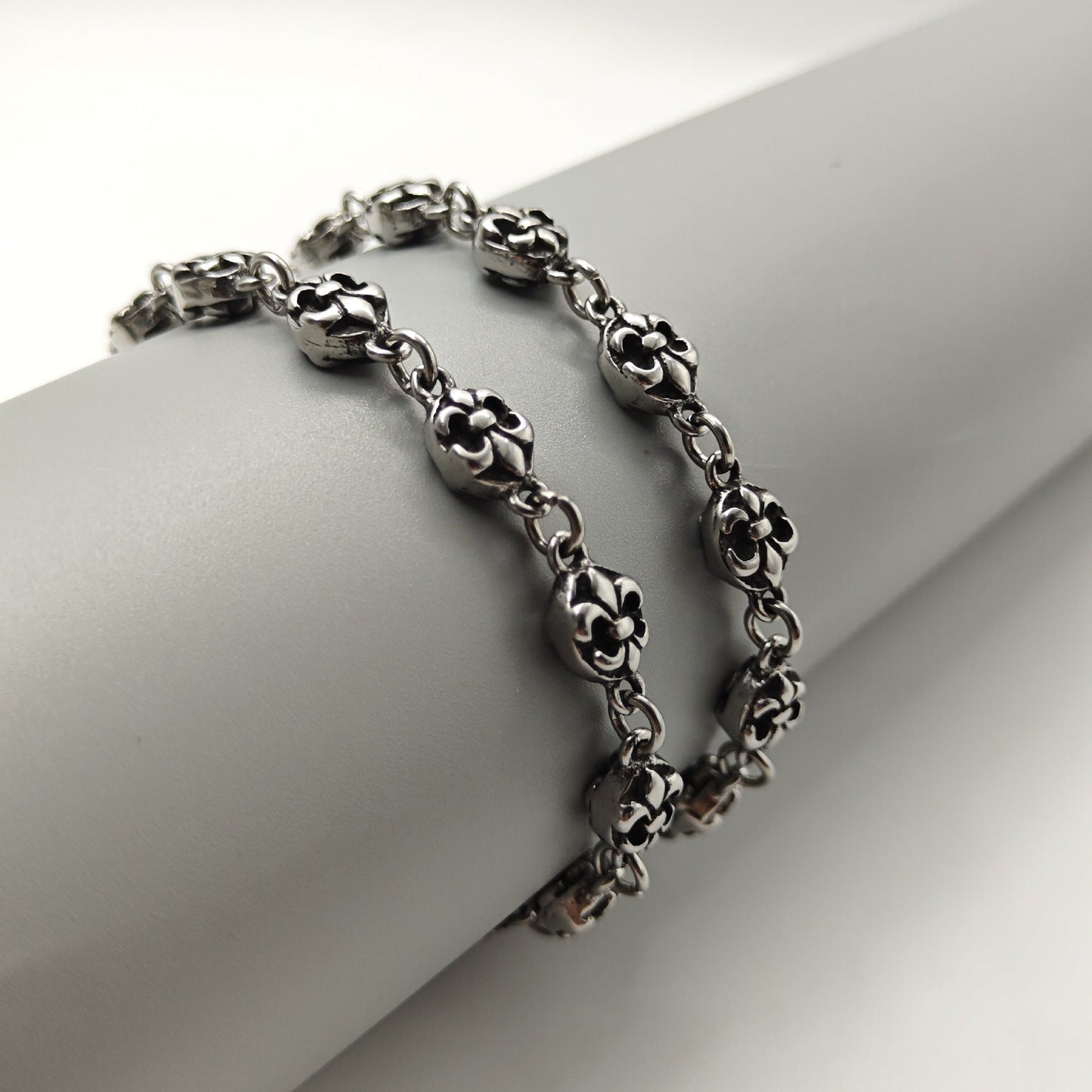 Chrome Hearts anchor flower ball Silver Sterling 925 bracelet