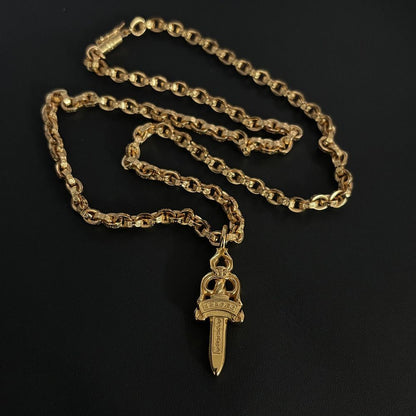 Chrome Hearts Dagger Necklace luxury high-end gold diamond sword pendant