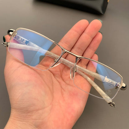 CHH Chrome Hearts Glasses Half Frame Square Glasses Frame Literary Retro Business