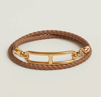 18K Roulis Double Tour Brown Hermes Bracelet