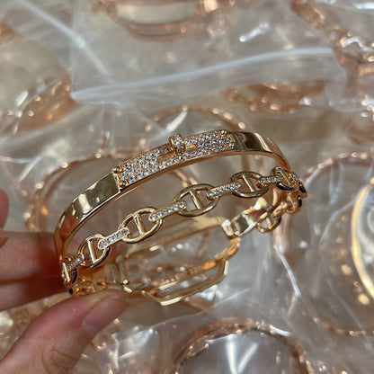 18K Kelly Double Tour Diamond Hermes Bracelet