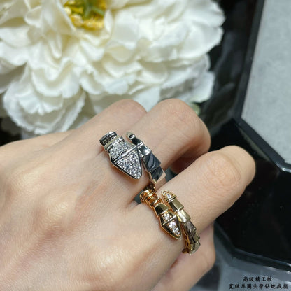 18K BVLGARI Serpenti Viper Head Diamond Ring
