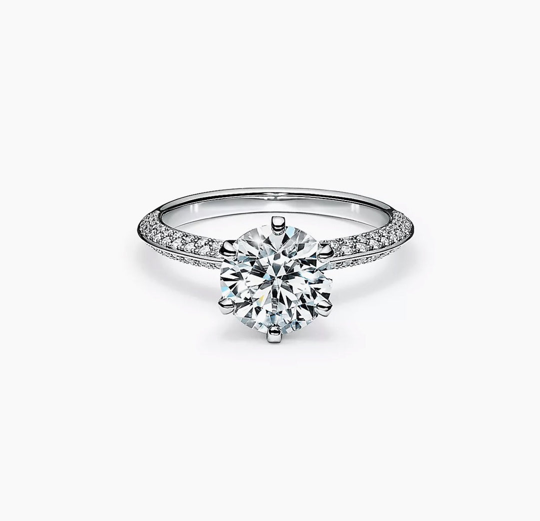 18K Tiffany Pave Tiffany Setting Engagement Ring