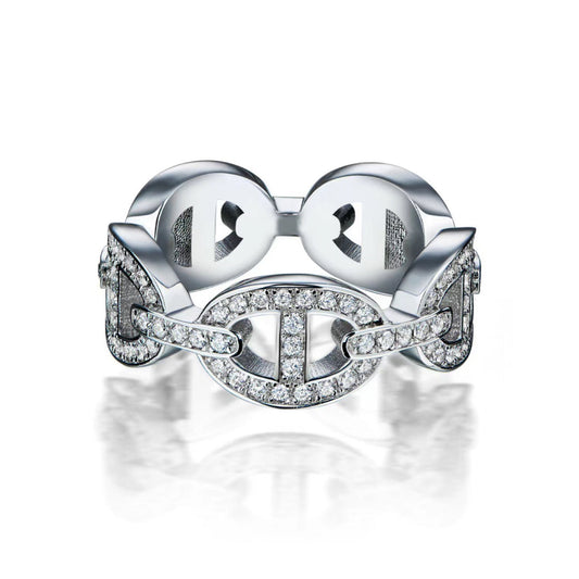 18K Chaine d'Ancre Enchainee Diamond Hermes Ring