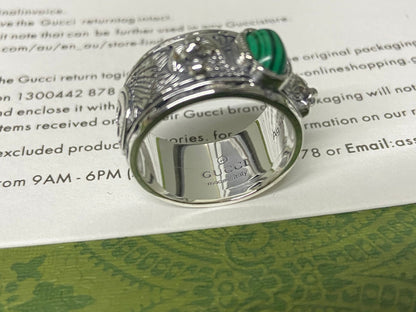 Double Gucci Feline Garden Green Ring