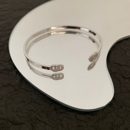 18K Double Gucci Running Diamond Cuff Bracelet