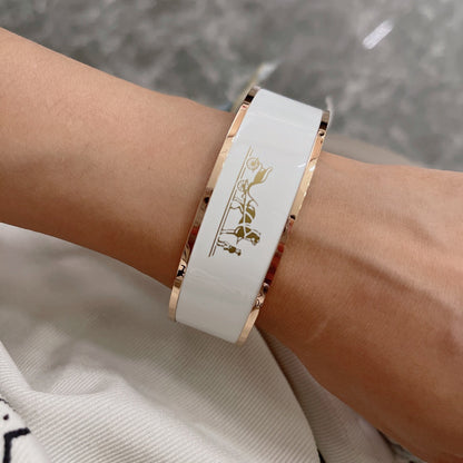 18K Enamel Cal¨¨che Wide Bangle Hermes Bracelet