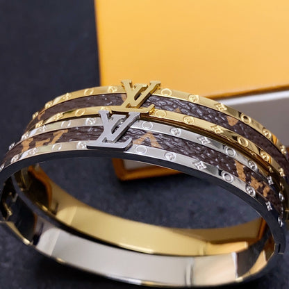18K Louis Vuitton Leather Vintage Bracelet