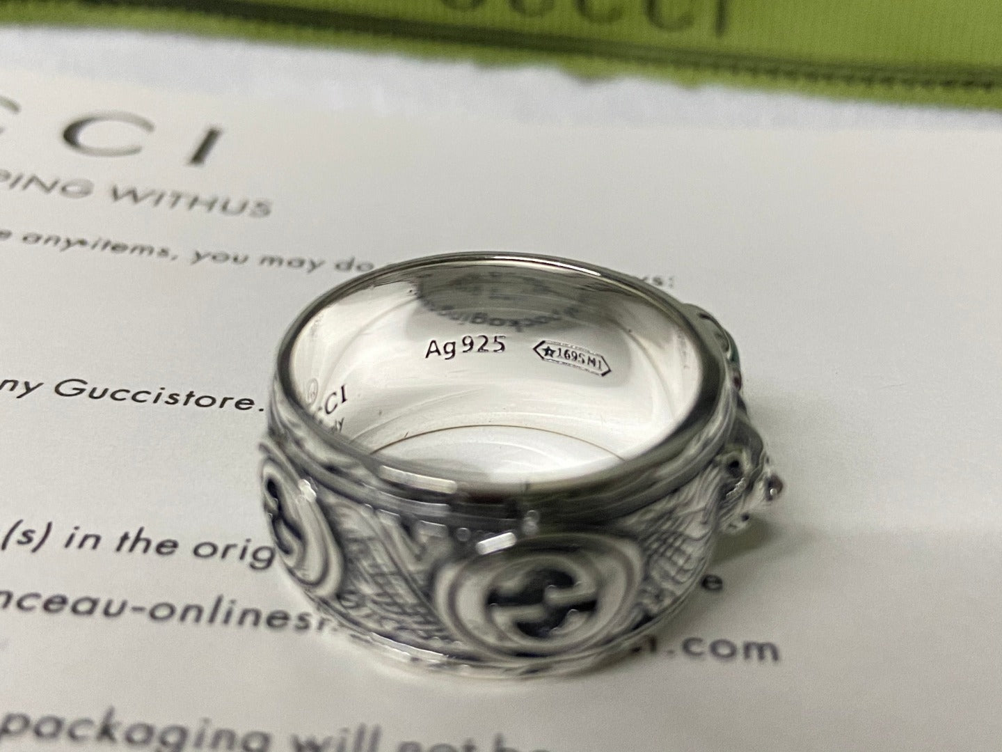 Double Gucci Feline Garden Green Ring