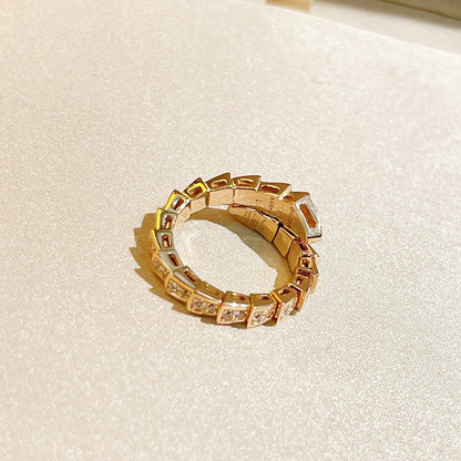 18K BVLGARI Serpenti Viper Pave Diamond Ring