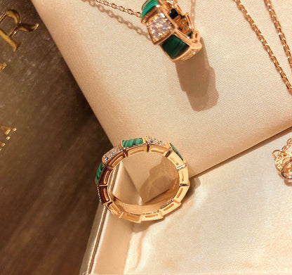 18K BVLGARI Serpenti Viper Malachite Ring