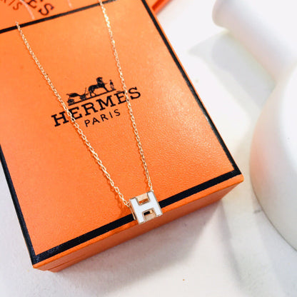 18K Cage D'H White Hermes Necklace