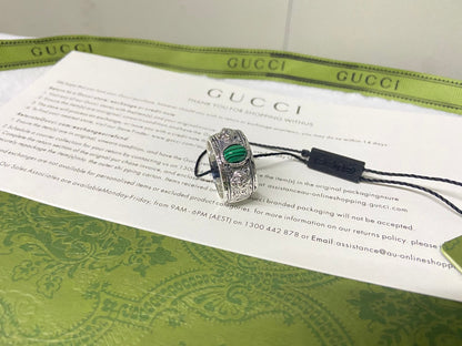 Double Gucci Feline Garden Green Ring