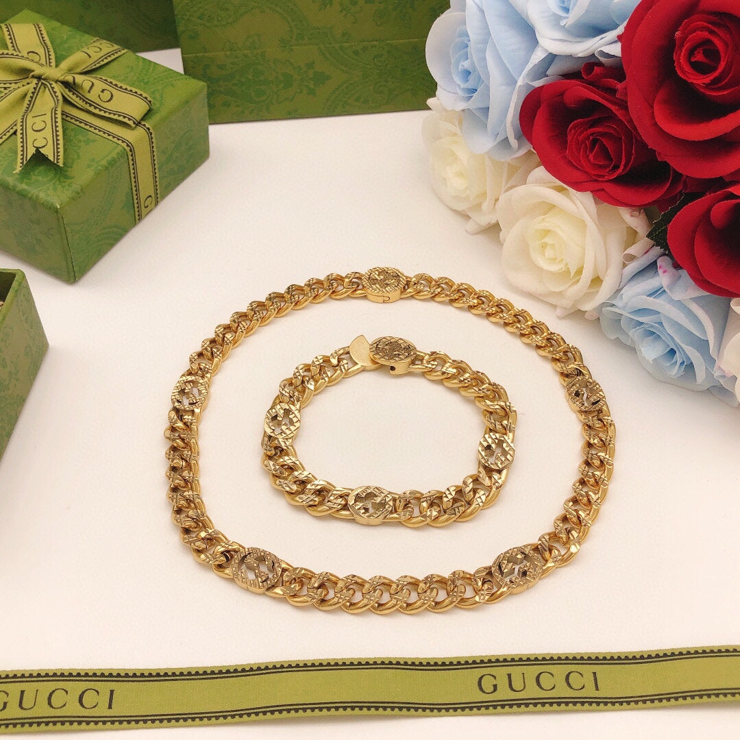 18K Double Gucci Chain Bracelet