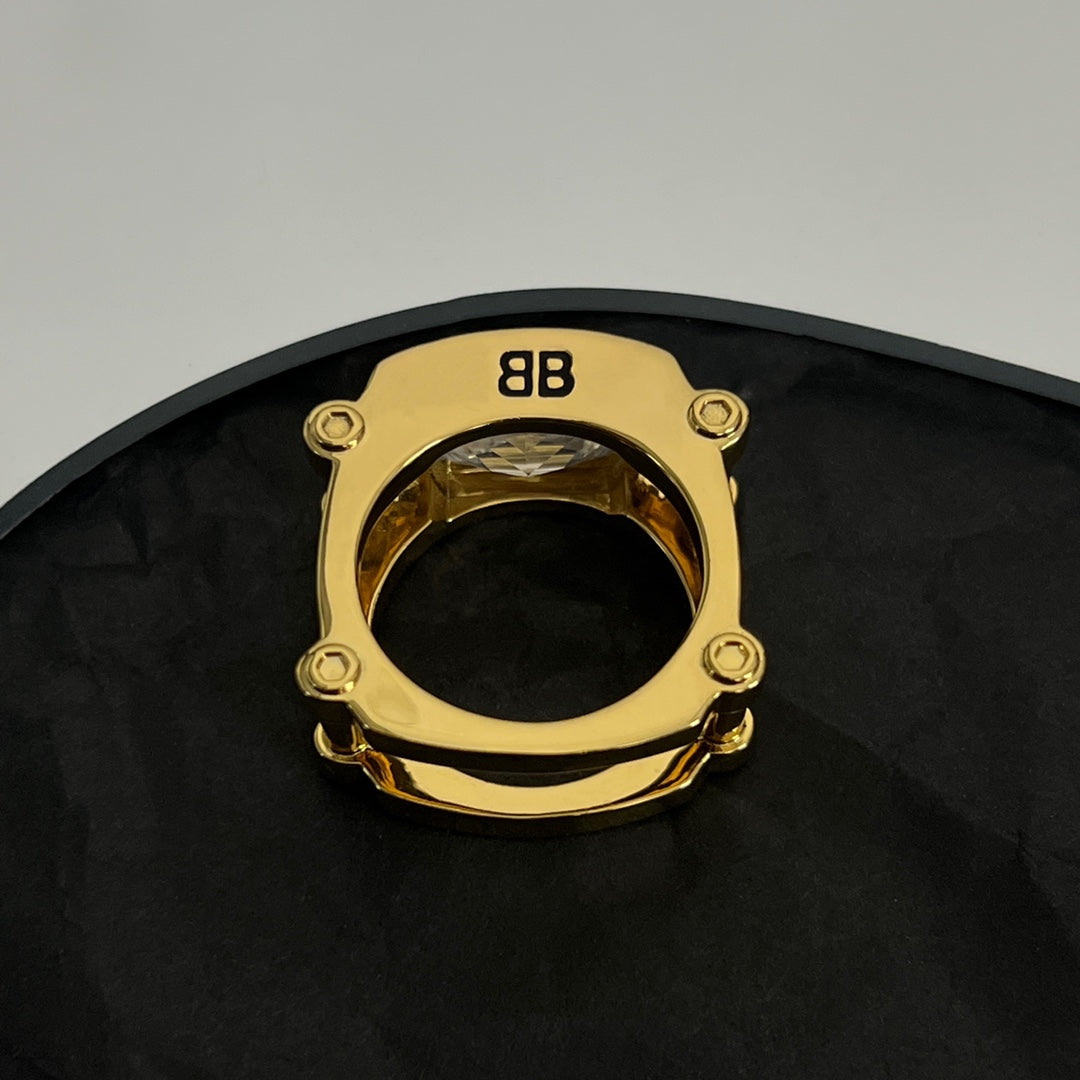 18K Balenciaga Crystal Ring