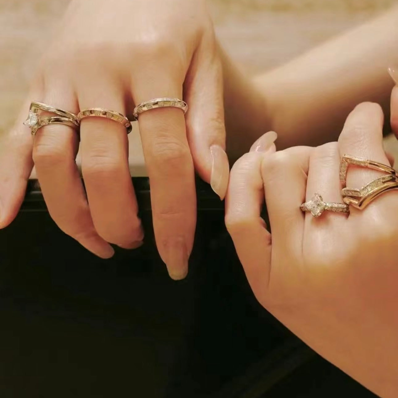 18K Louis Vuitton Damier Diamonds Ring