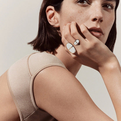 18K Chaine D'ancre Verso Large Hermes Ring