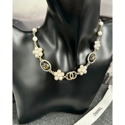 18K  Chanel Black & Orange Crystal Choker Necklace